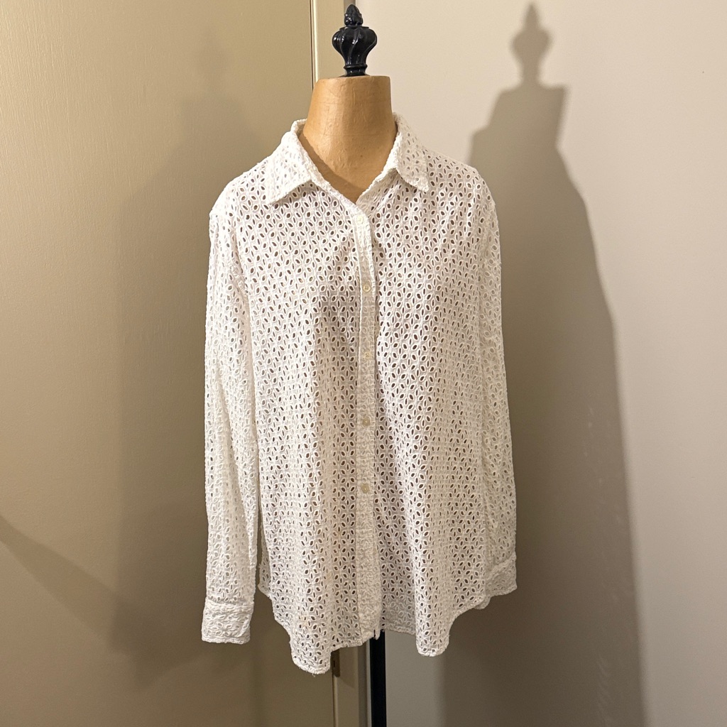Ralph Lauren White Eyelet Button Down